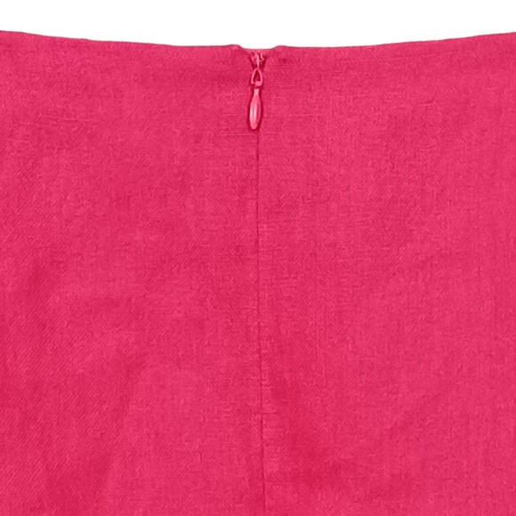 Talbots Skirt Womens 16W Petite Linen Midi Slit Lined Barbie Pink New Vintage - Picture 3 of 7